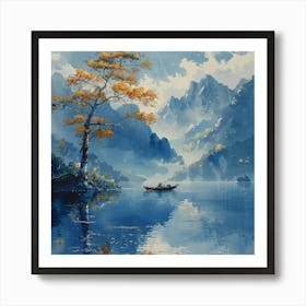 Boat On A Lake Art Print