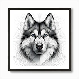 Alaska Husky - Abstract Line Art Illustration 233 Art Print