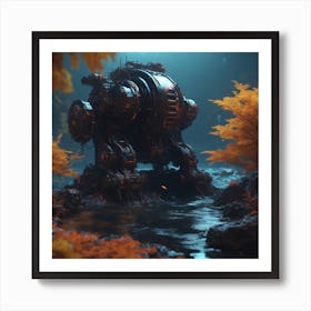 Robot In The Forest Art Print