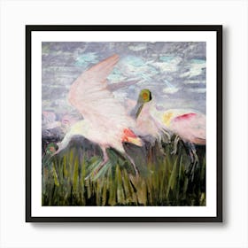 Pink Spoonbills Art Print