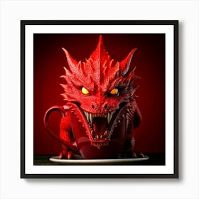 Firefly Angry, Red, Dragon, Glaring, Camera, Cup, Coffee, Fierce, Mythical, Creature, Intense, Fanta (3) Art Print