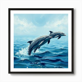 Dolphins In The Ocean 2 Art Print