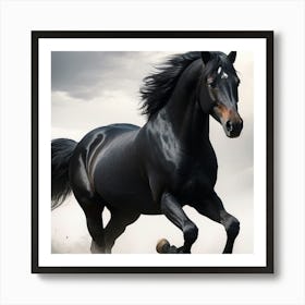 Black Horse Running Art Print