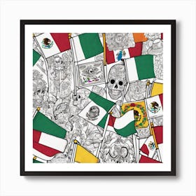Mexican Flags Art Print
