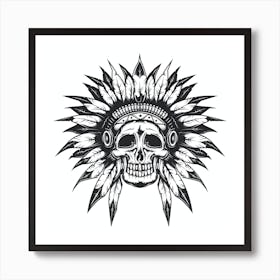 Skull With Feathers Art Print
