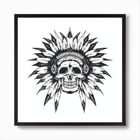 Skull With Feathers Poster