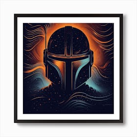 Din Djarin The Mandalorian Cosmic Silhouette Star Wars Art Print Art Print