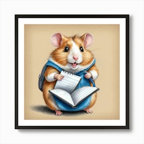 Hamster With Book Art Print