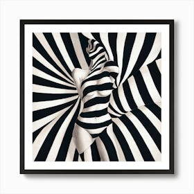 Black And White Striped Nude (4) Art Print