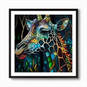 Stained Glass Giraffe Art Print