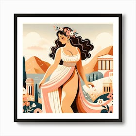 Greek Goddess - beautiful woman portrait Art Print