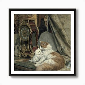 Cat And Kitten Art Print