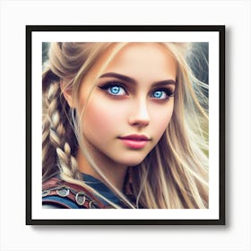 Viking Girl With Blue Eyes Art Print