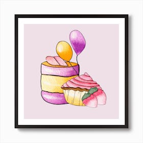 Party Cupcakes Square Art Print