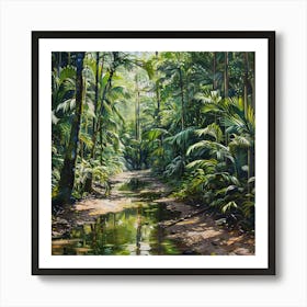 Stream In The Rainforest Art Print