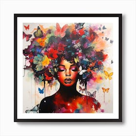 Maraclemente Abstract Black Woman Cartoonish With Colorful Hair 313a82bc 9f24 4ab0 8ad5 Cb65b05321a9 Art Print