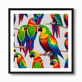 Colorful Parrots 1 Art Print