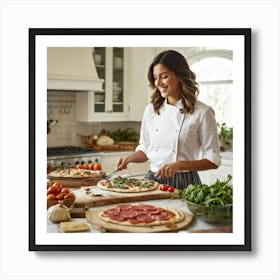 A Candid Glimpse Into A Young Woman Chefs Life At Home As She Gracefully Prepares An Authentic Ita 2 1 Art Print