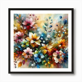 Flowers oil painting abstract painting art 10 Art Print