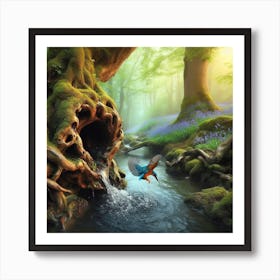 Kingfisher In The Forest 1 Art Print