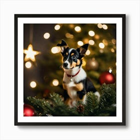 Pretty background lights and dog Art Print