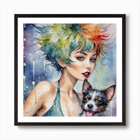 Girl With Dog 1 Art Print