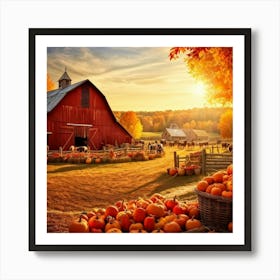 Autumn Farm Festival Capturing The Essence Of Rustic Charm Freshly Harvested Produce Spread Across (3) Art Print