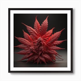 Red Marijuana Leaf Art Print