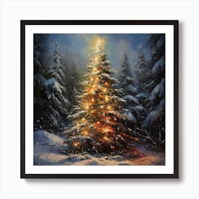 Christmas Tree In The Forest Art Print