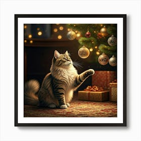 Christmas Cat Art Print