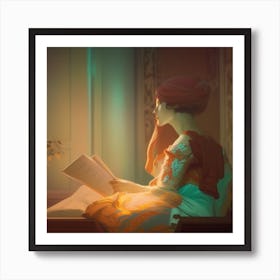 Woman Reading A Book Art Print