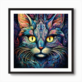 Psychedelic Cat 2 Art Print