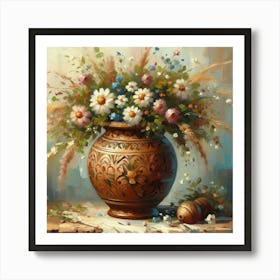 Flowers In A Vase, Acrylic Style Painting 4 Art Print