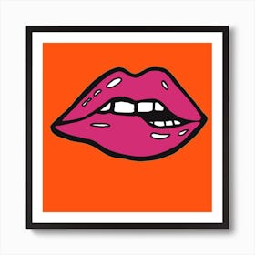 Lips orange Art Print