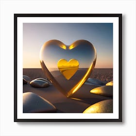 Beach Love , Heart at the Beach Art Print