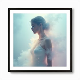 Portrait Of A Girl In The Clouds Art Print