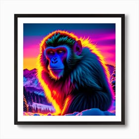 FROZEN SNOW MONKEY Art Print