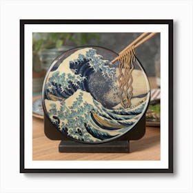 Great Kanagawa Acrylic Ramen Block 3d Render 8 Art Print