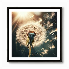 Dandelion In The Wind Art Print