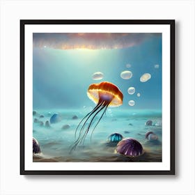 Flying Jelly 4 Art Print