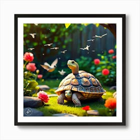 Tortoise Dreaming Of Flying High In The Sky Like The Birds (1) Art Print