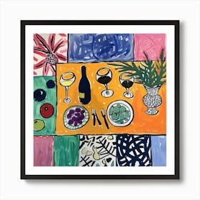 Table With Wine Matisse Style 10 Art Print