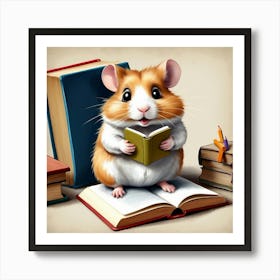 Hamster Reading A Book 17 Art Print