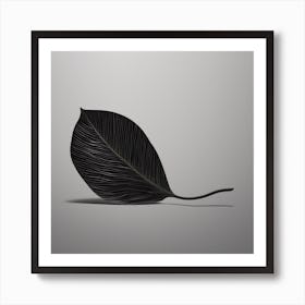 A Minimal Plant Leaf Black 7 Art Print