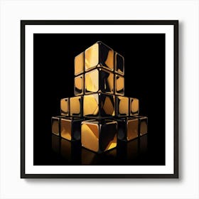 Gold Cubes Art Print