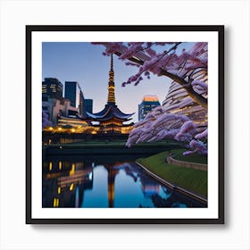 Cherry Blossoms In Tokyo 1 Art Print