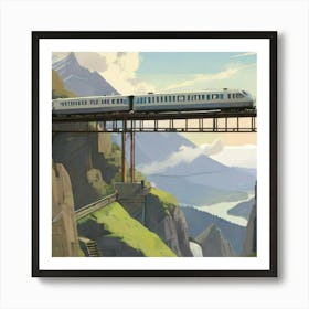 Train Crossing A Mountain Art Print