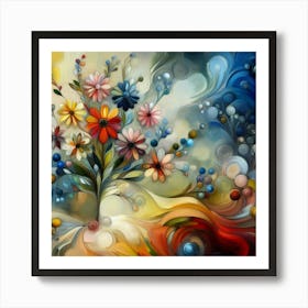 Flowers oil painting abstract painting art 14 Art Print