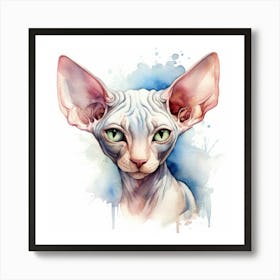 Sphynx Elf Cat Portrait Art Print