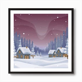 Winter Village Art Print